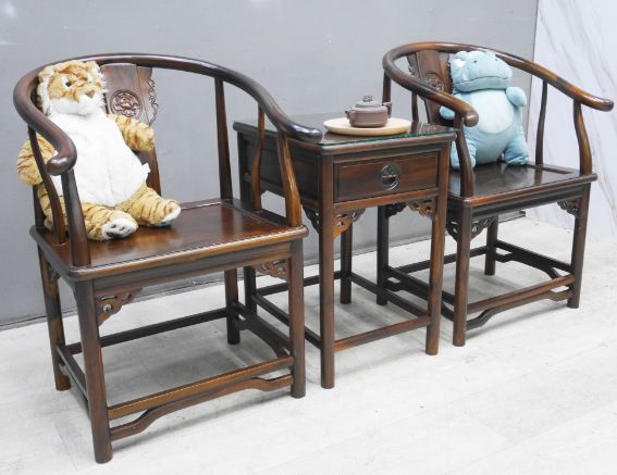 二手 公婆椅 雞翅木 仿古 一桌二椅 實木椅 等候椅