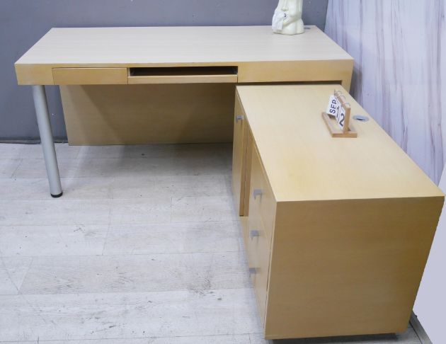 二手 辦公桌 白橡色 5尺 L型主管桌 工作桌 電腦桌