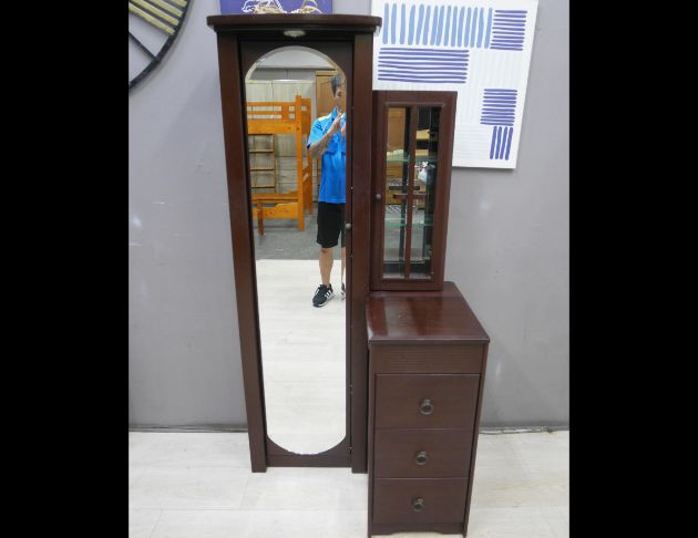 二手 鏡台 胡桃色 84公分 化妝台 梳妝台 收納桌