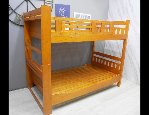 二手 上下舖 柚木色實木 單人3.5尺 兒童床 雙層床