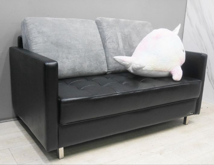 二手 皮沙發 黑色 138公分 雙人沙發 客廳沙發