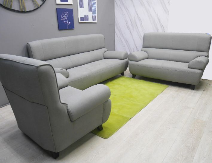 二手 貓抓皮沙發 灰色 123 客廳沙發 會客沙發 