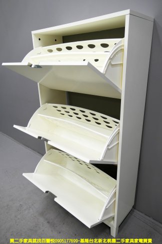 二手鞋櫃 白色 下掀式 79公分 鞋櫥 玄關櫃 收納櫃 窄櫃 三層 邊櫃 4