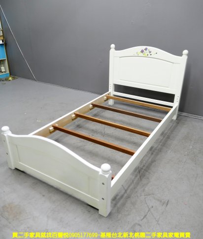 二手床架 鄉村風 白色 3.5尺 單人加大 床組 床台 4