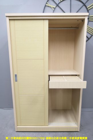 二手衣櫃 白橡色 4尺 推門衣櫃 衣櫥 房間櫃 收納櫃 邊櫃 置物櫃 儲物櫃 5