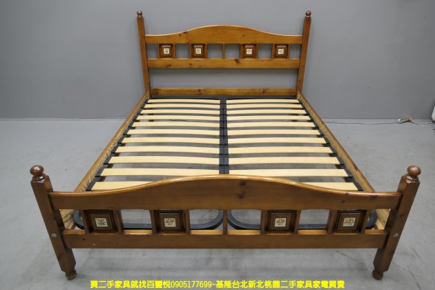 二手床架 鄉村風 5尺 標準雙人 床組 床台 排骨架 雙人床架 1