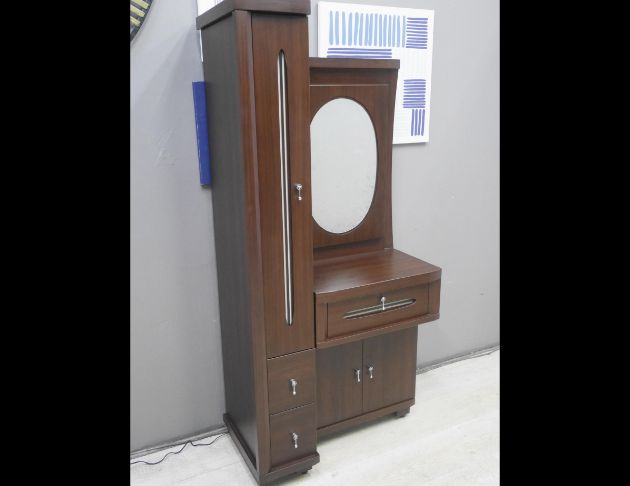 二手 鏡台 胡桃色 多收納化妝台 梳妝台 化妝桌 邊桌