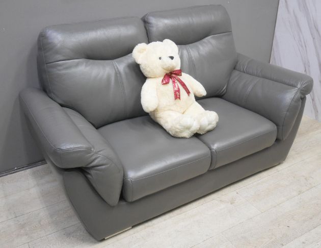 二手 雙人沙發 灰色 半牛皮沙發 客廳沙發 辦公沙發