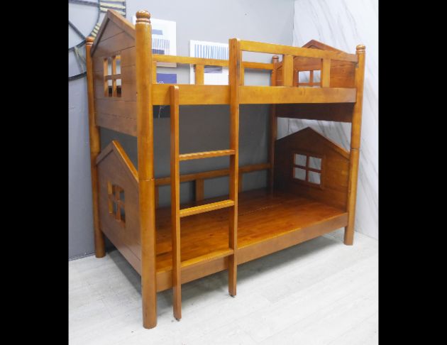 二手 上下舖 柚木色全實木 3.5尺 兒童床 雙層床 