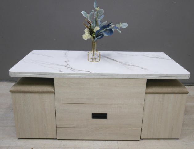 庫存新品 仿石紋 4尺 升降茶几 客廳桌 沙發桌 餐桌