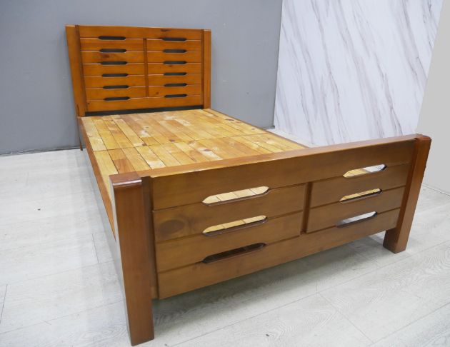 二手 床組 柚木色 單人加大3.5尺床架 雙人床底 床台