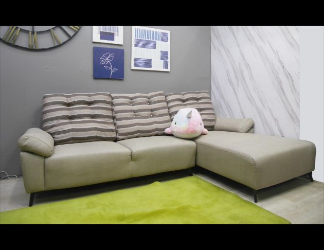 二手 貓抓皮沙發 米色 266公分 L型沙發 客廳沙發