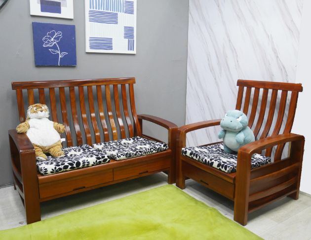 二手 瑪荷尼桃花心木 1+2 木製沙發 實木組椅 客廳沙發