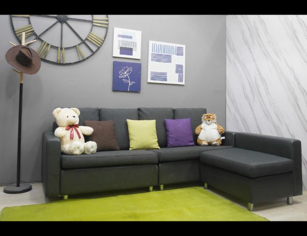 二手 灰色 235公分 L型沙發 客廳沙發 套房沙發