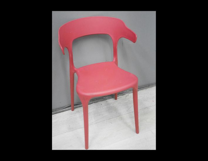 二手 餐椅 紅色牛角造型 塑膠椅 咖啡椅 休閒椅 洽談椅