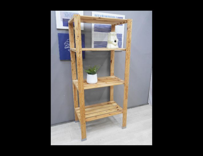 二手 書架 松木 77公分 四層邊架 收納架 置物架 