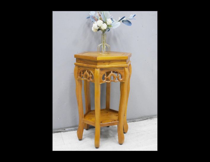 限量出清 柚木 六角花架 花台 邊架 擺飾架 仿古家具 