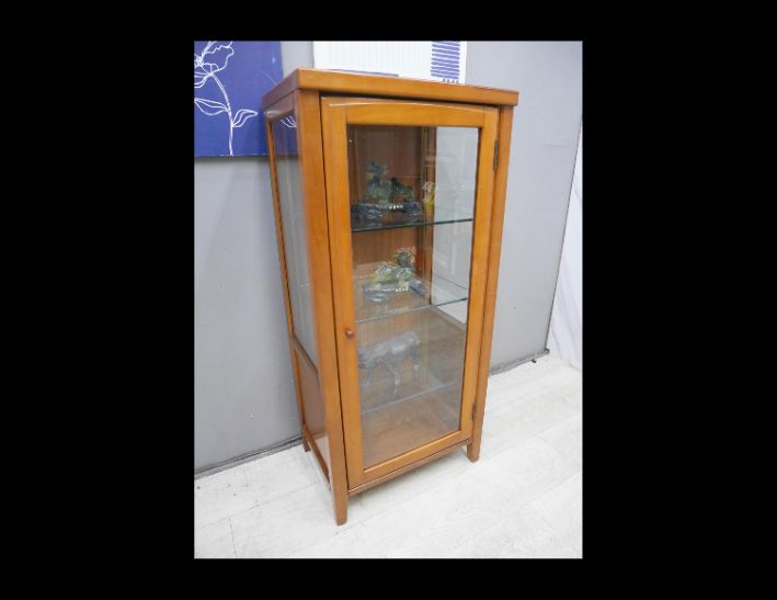 二手 酒櫃 柚木色 61公分 展示櫃 高低櫃 客廳櫃 