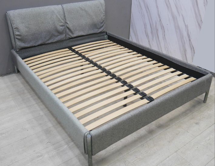 二手 灰色布質 5尺 標準雙人床架 雙人床組 床底 床台