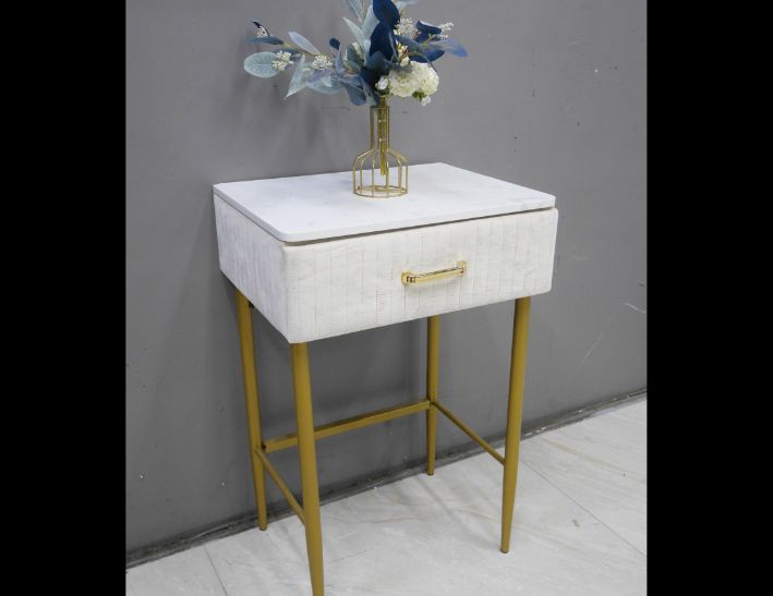 二手 邊桌 岩板 50公分 單抽 矮桌 置物桌 鏡台桌