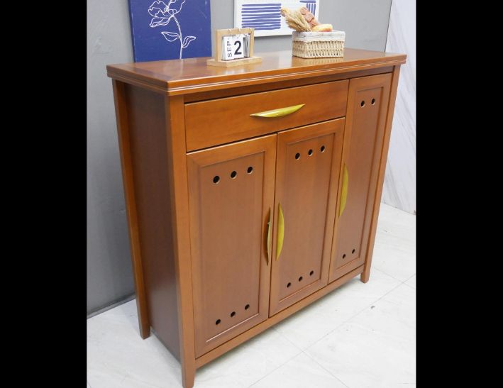 二手 鞋櫃 柚木色 4尺 半實木 鞋櫥 玄關櫃 收納櫃