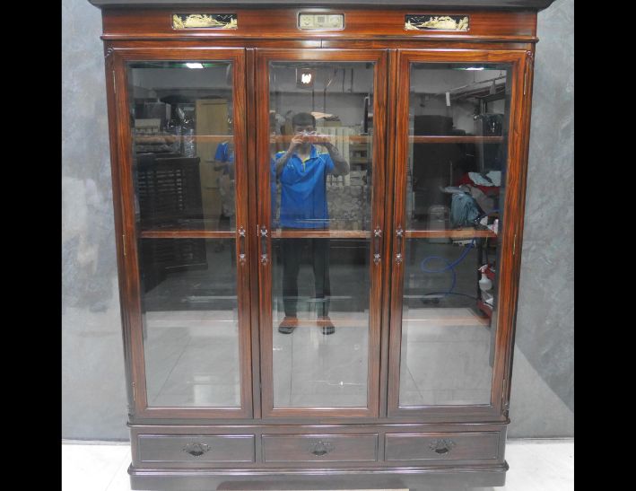 二手 黑檀木全實木 5尺 玻璃櫃 書櫃 客廳櫃 酒櫃