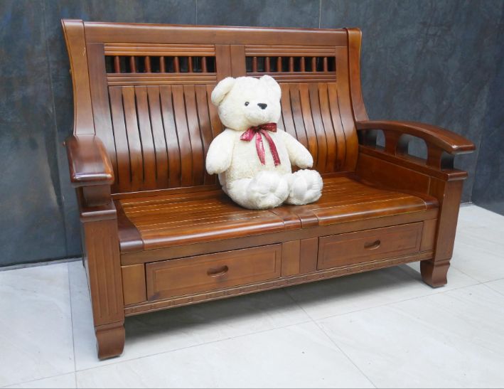 二手 樟木色 實木沙發 雙人沙發 客廳沙發 等候沙發