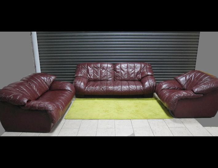 二手 紅色全牛皮 123沙發 會客沙發 客廳沙發 租屋沙發