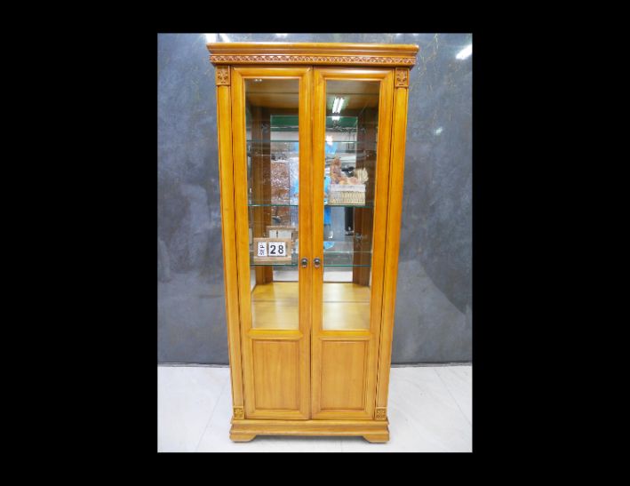 二手 樟木色全實木 展示櫃 玻璃櫃 客廳櫃 酒櫃 擺飾櫃