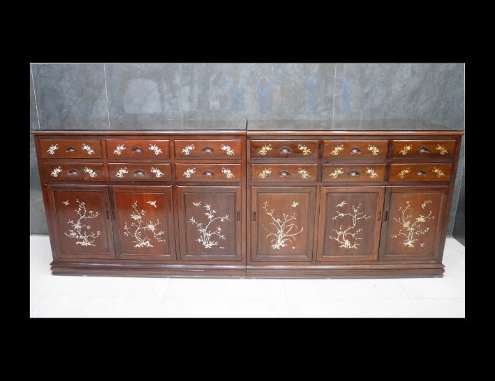 二手 紫檀木鑲貝 283公分 餐邊櫃 電器櫃 櫥櫃 廚櫃