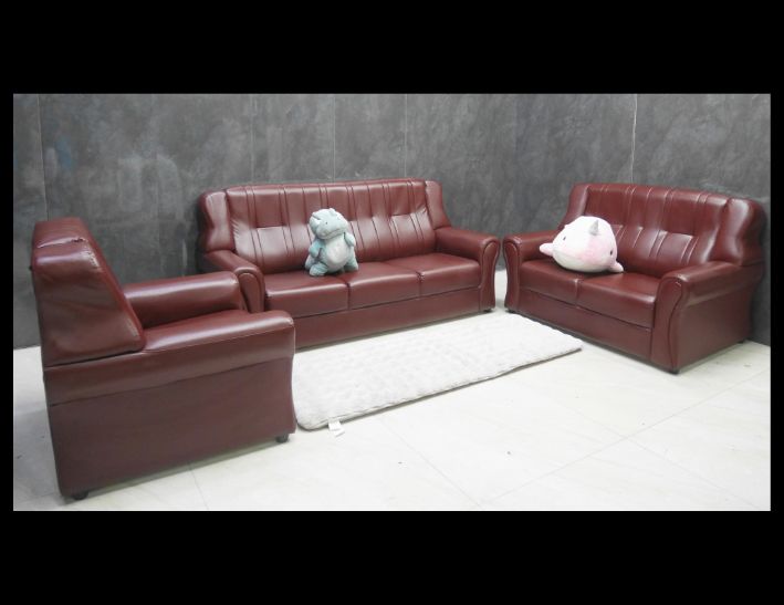 二手 紅色透氣皮 123 客廳沙發 會客沙發 辦公沙發