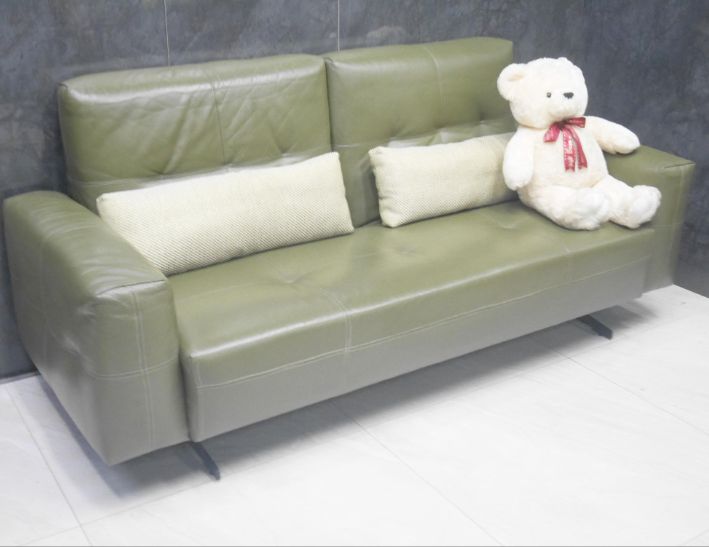 二手 精品沙發 墨綠色 牛皮沙發 三人沙發 會客沙發