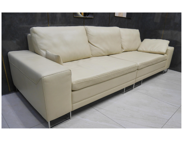 二手 米色全牛皮 272公分 四人沙發 客廳沙發 