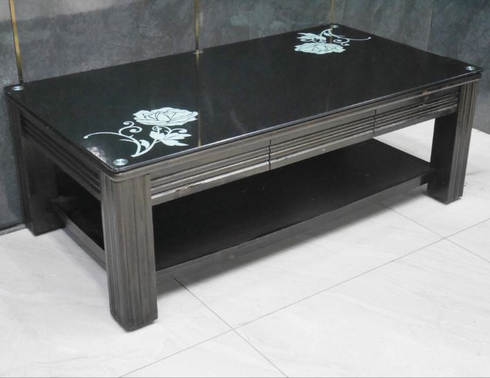 二手 茶几 黑色玻璃 130公分 沙發桌 客廳桌 矮桌