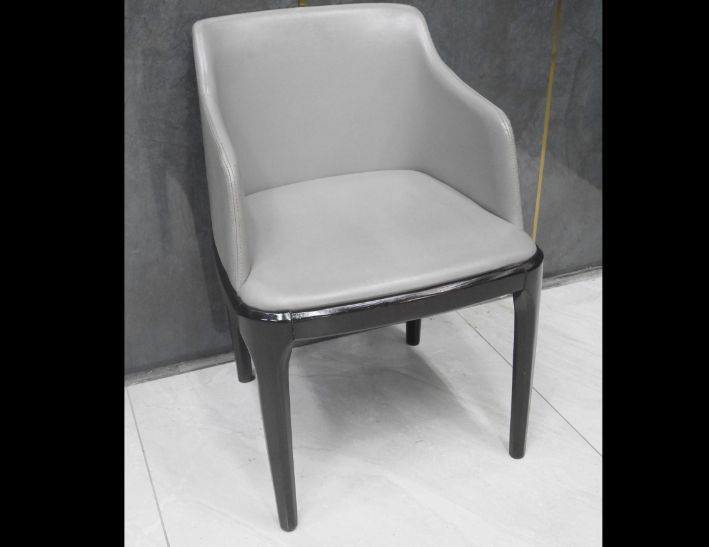 二手 灰色 皮餐椅 單人椅 咖啡椅 會客椅 接待椅