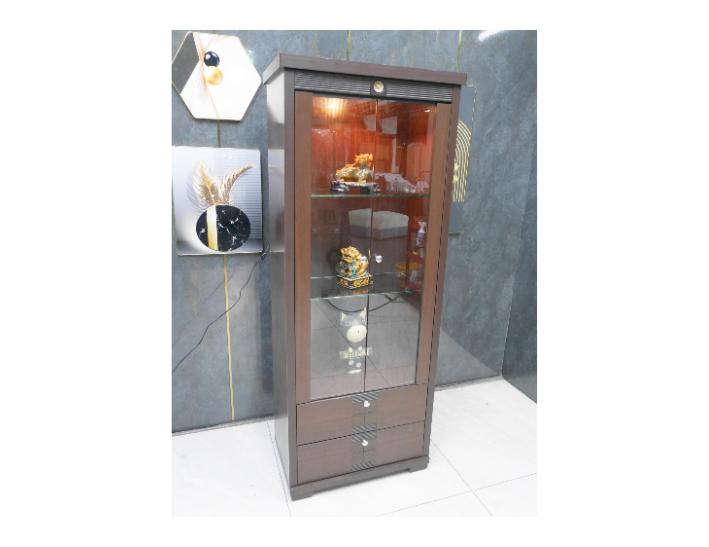 二手 展示櫃 胡桃色 70公分 玻璃櫃 客廳櫃 置物櫃