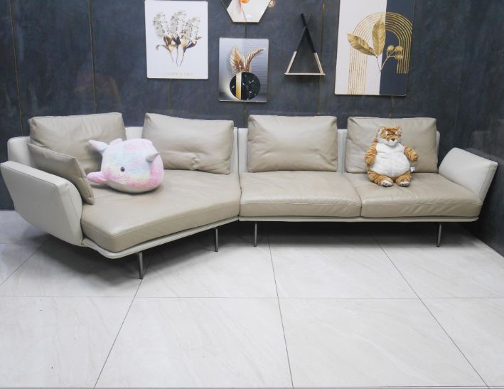 二手 設計款沙發 345公分 弧形沙發 牛皮沙發 客廳沙發 