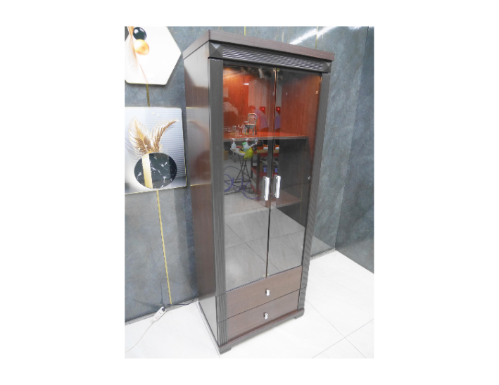 二手 展示櫃 胡桃色 68公分 玻璃櫃 高低櫃 客廳櫃