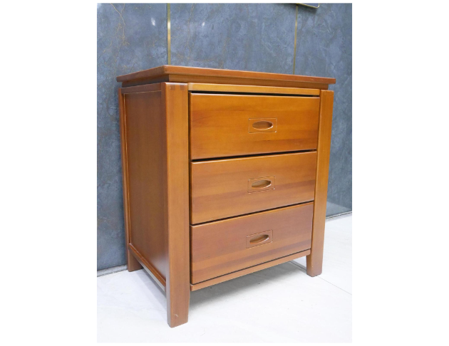 二手 床邊櫃 柚木色 59公分 三抽 邊櫃 置物櫃 矮櫃 