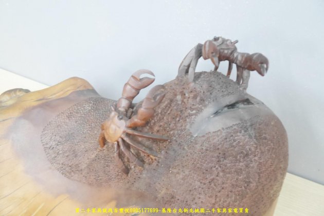 二手紅豆杉原木雕刻螃蟹藝術品 擺飾 擺件 裝飾 收藏 5