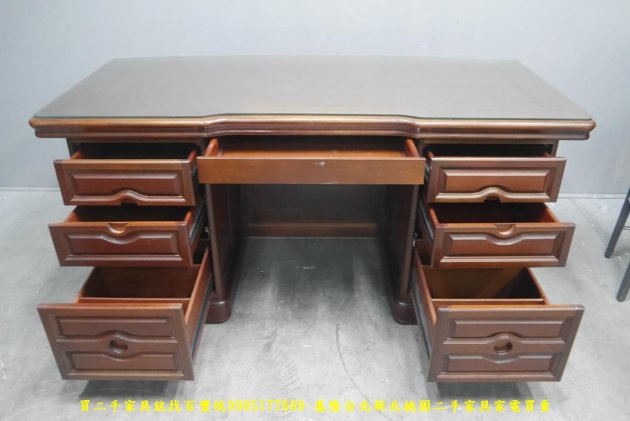 二手 紅木色 全實木 6尺 主管桌 辦公桌 工作桌 寫字桌 置物桌 2