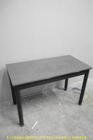 二手 黑灰色 4尺 餐桌 吃飯桌 等候桌 工作桌 會客桌 等候桌 接待桌 4