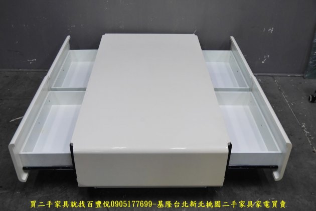 二手 鋼琴烤漆 白色 140公分 沙發桌 矮桌 置物桌 客廳桌 茶几 泡茶桌 3