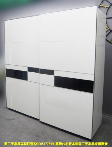 二手衣櫃 鋼烤 白色 7尺 衣櫥 推門衣櫃 房間櫃 邊櫃 置物櫃 儲物櫃 收納櫃 2