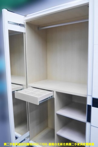 二手衣櫃 鋼烤 白色 7尺 衣櫥 推門衣櫃 房間櫃 邊櫃 置物櫃 儲物櫃 收納櫃 3