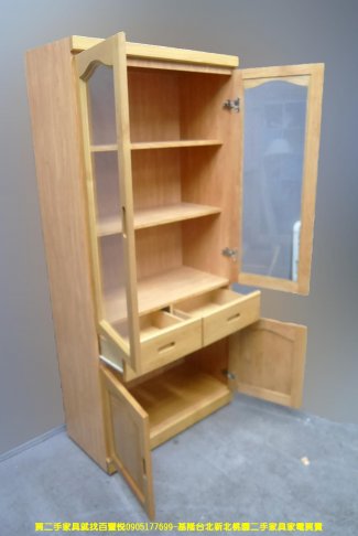 二手書櫃 松木 84公分 半實木 玻璃書櫃 展示櫃 邊櫃 收納櫃 置物櫃 儲物櫃 5