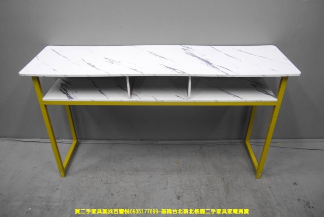 二手玄關桌 仿石紋 140公分 邊桌 美甲桌 邊桌 收納桌 1