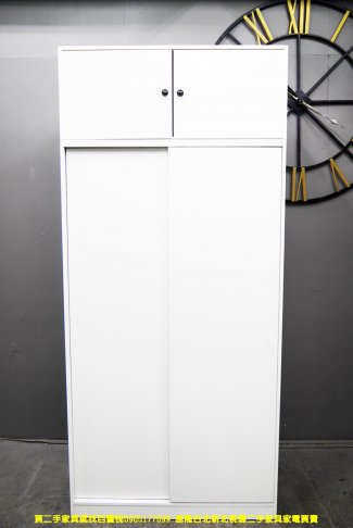 二手衣櫃 白色 101公分 對開門 衣櫥 房間櫃 櫥櫃 置物櫃 單人衣櫃 收納櫃 儲物櫃 邊櫃 1
