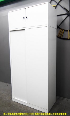 二手衣櫃 白色 101公分 對開門 衣櫥 房間櫃 櫥櫃 置物櫃 單人衣櫃 收納櫃 儲物櫃 邊櫃 2