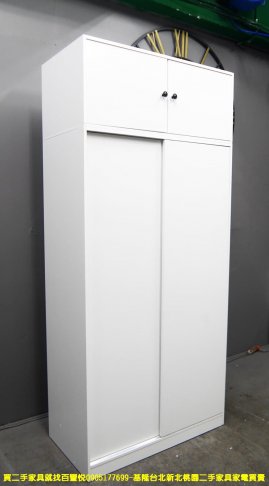 二手衣櫃 白色 101公分 對開門 衣櫥 房間櫃 櫥櫃 置物櫃 單人衣櫃 收納櫃 儲物櫃 邊櫃 3